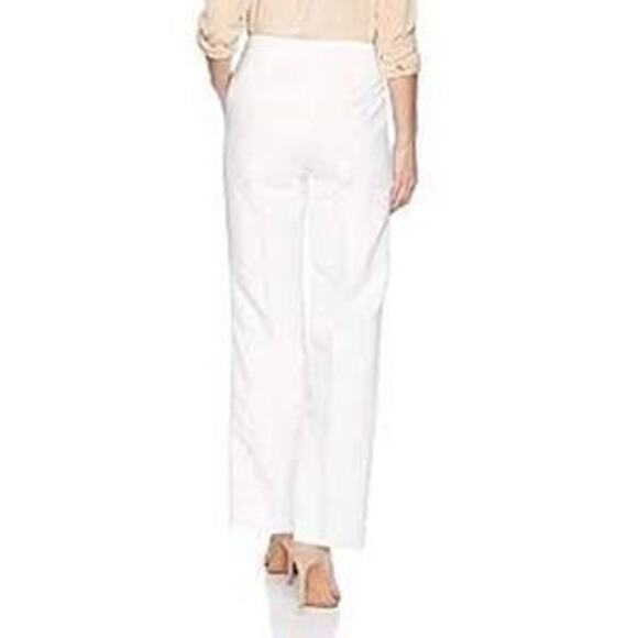Nine West Neo Classic Pant 16 Straight Wide Leg Linen Blend High Rise White NWT - Picture 2 of 11